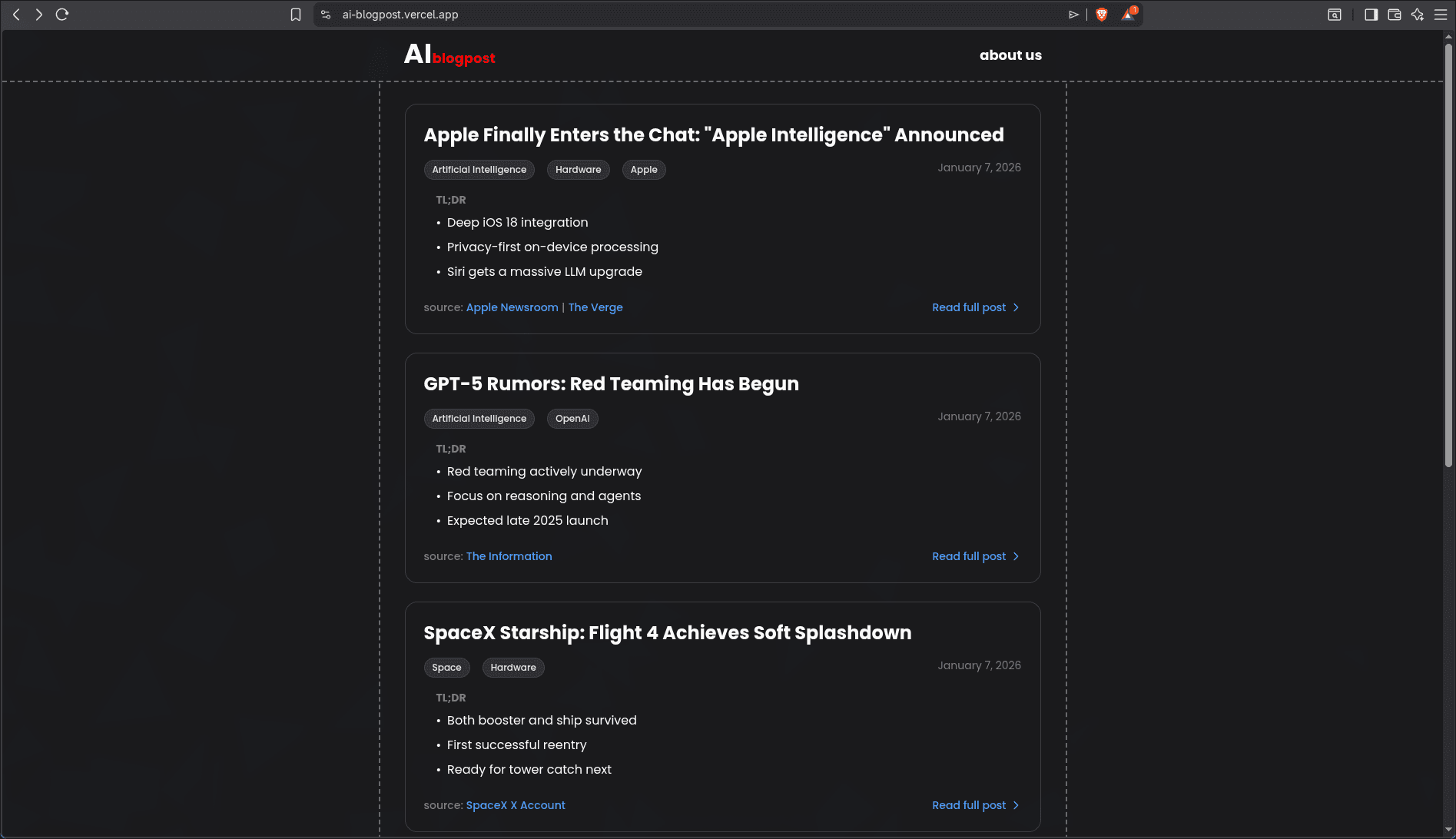 AI Blog Post screenshot 1